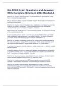 Bio D103 Exam Questions and Answers With Complete Solutions 2024 Graded A