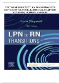 TEST BANK FOR LPN TO RN TRANSITIONS 5TH EDITION BY &lpar;CLAYWELL&comma; 2021&rpar; &vert; ALL CHAPTERS COVERED &vert; VERIFIED ANSWERS