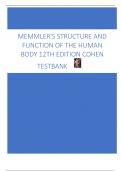     MEMMLER'S STRUCTURE AND  FUNCTION OF THE HUMAN  BODY 12TH EDITION COHEN TESTBANK Chapter 01: Introduction to the Body MULTIPLE CHOICE 1. The word derived from two word parts that mean ―cutting apart‖ is a. physiology b. homeostasis c. anatomy d. di
