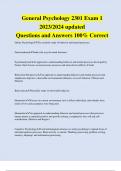 General Psychology 2301 Exam 1 2023&sol;2024 updated Questions and Answers 100&percnt; Correct