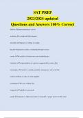 SAT PREP 2023/2024 updated Questions and Answers 100% Correct