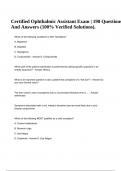 Certified Ophthalmic Assistant Exam | 190 Questions And Answers (100% Verified Solutions).