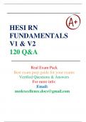 NEW FILE UPDATE: HESI RN FUNDAMENTALS EXAM V1 AND V2 QUESTIONS AND ANSWERS | LATEST 2024/25