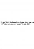 Texas TBCE Jurisprudence Exam Questions and 100%Correct Answers Latest Update 2024.