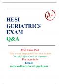 HESI GERIATRICS QUESTIONS & ANSWERS, LATEST & 100% VERIFIED