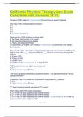 California Physical Therapy Law Exam Questions and Answers 2024&period;