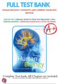 Test Bank - Human Biology: Concepts and Current Issues, 8th and 9th Edition by Johnson, All Chapters
