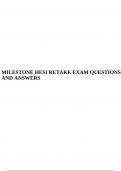 MILESTONE HESI RETAKE EXAM QUESTIONS AND ANSWERS.