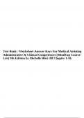 Test Bank - Worksheet Answer Keys For Medical Assisting Administrative & Clinical Competences &lpar;MindTap Course List&rpar; 9th Edition by Michelle Blesi All Chapter 1-58&period;