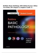 Robbins Basic Pathology 10th Edition Kymar Abbas Test Bank |All Chapters |Complete Guide A+.