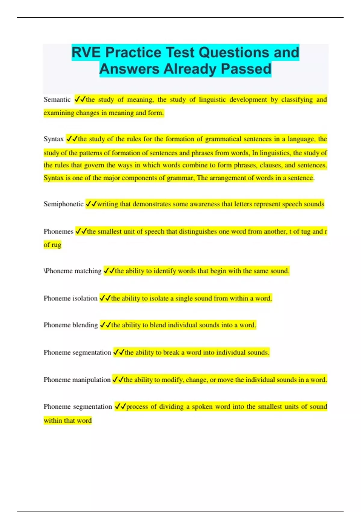 RVE Practice Test Questions and Answers Already Passed - RVE 5306 ...