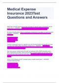 Medical Expense Insurance 2023Test Questions and Answers