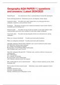 Geography AQA PAPER 1 &vert; questions and answers &vert; Latest 2024&sol;2025