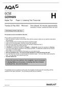 GCSE AQA May 2023 Higher German Paper 1 Listening Transcript
