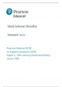 GCSE EDEXCEL May 2023 English Literature Paper 2 Mark Scheme
