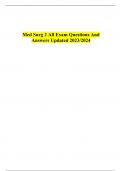 Med Surg 2 All Exam Questions And Answers Updated 2023/2024