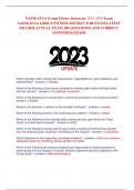 NASM&sol;AFAA Group Fitness Instructor 2023-2024 Exam Prep&vert; 155 QUESTIONS&vert; WITH COMPLETE SOLUTIONS GRADED A&plus; "Pick a spot on the floor and keep your eyes on it" is a cue to which correct common form mistake&quest; trouble balancing 2-beat cueing is best repre
