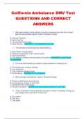 California Ambulance DMV Test QUESTIONS AND CORRECT  ANSWERS
