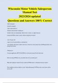 Wisconsin Motor Vehicle Salesperson Manual Test 2023&sol;2024 updated Questions and Answers 100&percnt; Correct