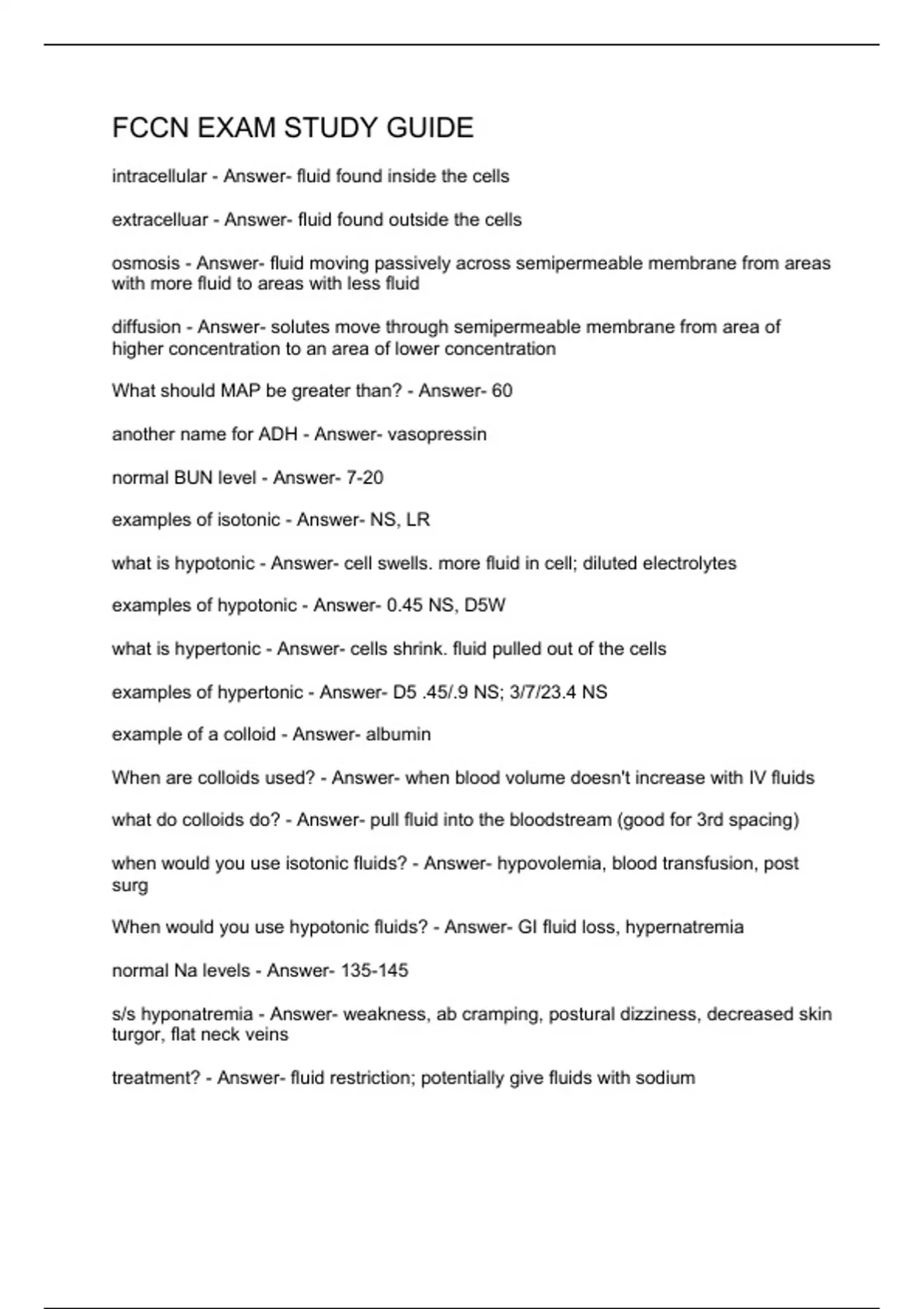FCCN EXAM STUDY GUIDE - FCCN - Stuvia US
