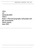AQA AS GEOGRAPHY 7036/1 Paper 1 Physical geography and people and the environment Mark scheme June 2023