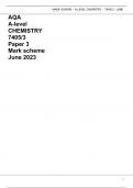 AQA A-level CHEMISTRY 7405/3 Paper 3 Mark scheme June 2023 