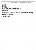 AQA GCSE RELIGIOUS STUDIES B 8063/2X Paper 2X Perspectives on faith (Islam) Mark scheme June2023