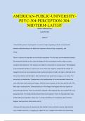 American Public University - PSYC 304 Perception 304 Midterm, latest spring 20242025, already graded A