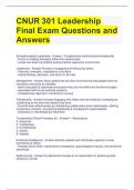 CNUR 301 Leadership Final Exam Questions and Answers 