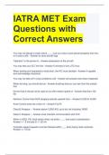 IATRA MET Exam Questions with Correct Answers 