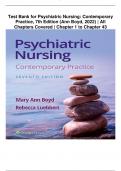 Complete Test Bank for Psychiatric Nursing: Contemporary Practice, 7th Edition (Ann Boyd, 2022) | All Chapters Covered | Chapter 1 to Chapter 43