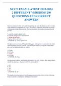 NCCT EXAM LATEST 2023-2024 2 DIFFERENT VERSIONS 200 QUESTIONS AND CORRECT ANSWERS