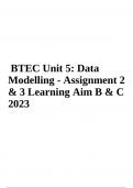 Unit 5&colon; Data Modelling - Assignment 2 & 3 &lpar;Learning Aim B & C&rpar; &lpar;All Criterias Met&rpar; LATEST 2023