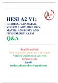 2023/2024 HESI A2 ENTRANCE EXAMS ALL SUBJECT COVERED: HESI A2 VERSION 1 EXAM QUESTIONS AND ANSWERS