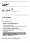 AQA GCSE FRENCH F Foundation Tier Paper 1 Listening Test Transcript 2023
