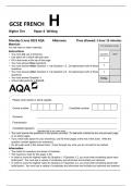 AQA GCSE FRENCH H Higher Tier Paper 4 Writing 2023