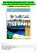 Test Bank For Fundamentals of Nursing 11thEdition Potter Perry |All Chapters (1-50) Complete Guide Latest Version 