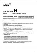 AQA GCSE SPANISH H Higher Tier Paper 1 Listening Test Transcript 2023