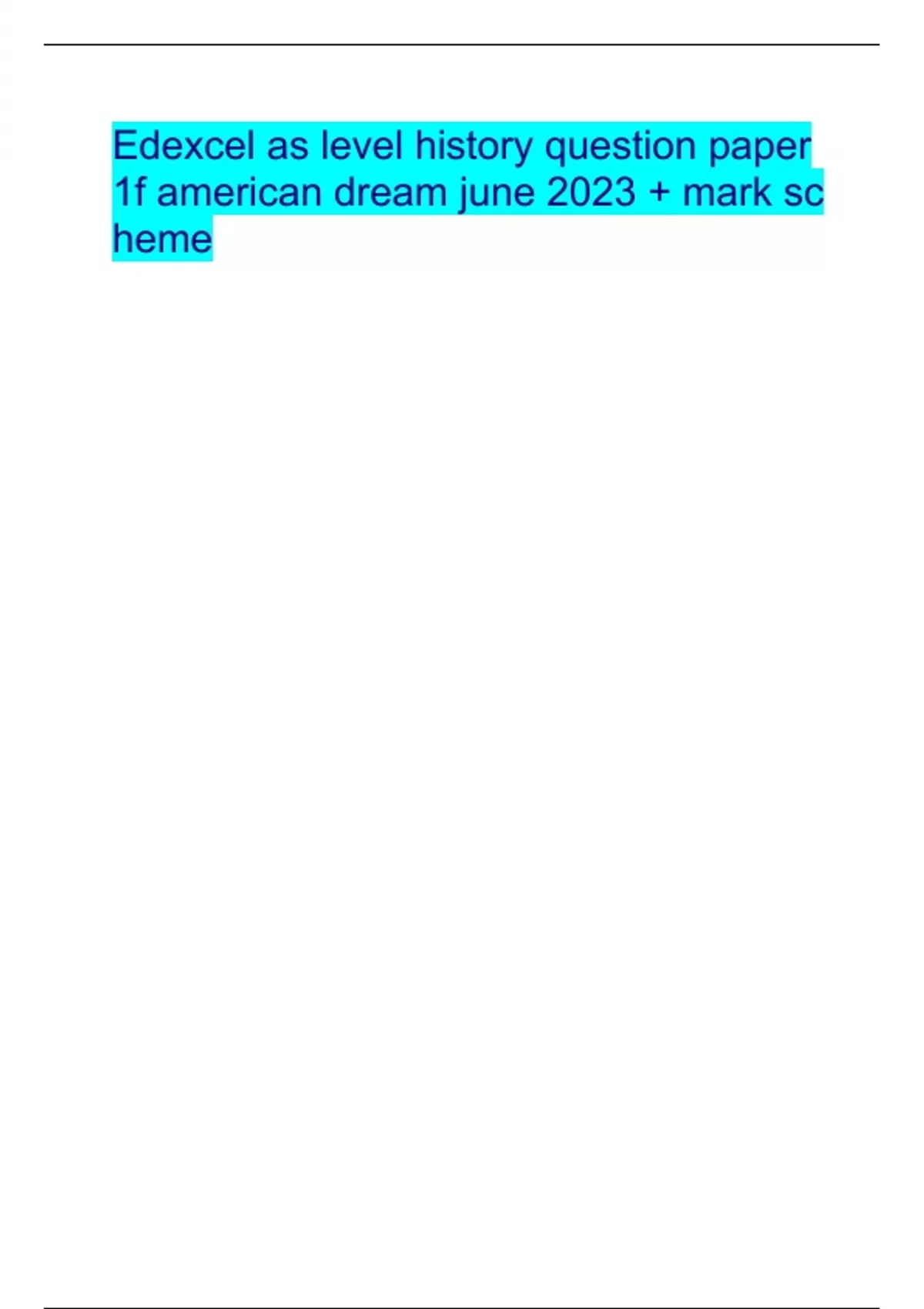 American Questions Paper Example Edexcel as level history question paper 1f american dream june 2023 ...
