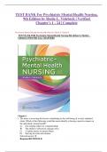 TEST BANK For Psychiatric Mental Health Nursing,  9th Edition by Sheila L. Videbeck | Verified  Chapter's 1 - 24 | Complete