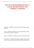 PSY 101 STRAIGHTERLINE FINAL EXAM &sol;206 QUESTIONS AND CORRECT ANSWERS
