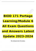 BIOD 171 Module 6 Exam (2 Versions, Latest-2023)/ BIOD171 Module 6 Exam / BIOD 171 Microbiology Module 6 Exam: Essential Microbiology W/ Lab: Portage Learning |100% Correct Q & A|
