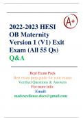2023/2024 HESI OB Maternity Version 1 (V1) Exit Exam (All 55 Questions and Answers) TB w Pics Included!! A++