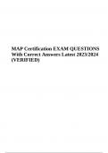 MAP Certification Exam Questions With Correct Answers Latest Updated 2024 (VERIFIED)