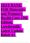 TEST BANK FOR Maternity and Women's Health Care 13th Edition Lowdermilk  | Complete Chapters