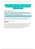HESI Pediatric 2024 New Latest Exam with  All Questions and 100&percnt; Correct Answers  Updated Version