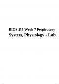 BIOS 255 Week 7 Respiratory System, Physiology Lab 2024