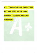 ATI COMPREHESIVE EXIT EXAM  RETAKE 2023 WITH 100&percnt;  CORRECT QUESTIONS AND  ANSWERS 