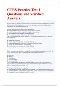 CTRS Practice Test 1 Questions and Verified Answers