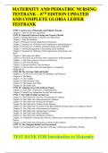MATERNITY AND PEDIATRIC NURSING TESTBANK – 8TH EDITION UPDATED AND COMPLETE GLORIA LEIFER TESTBANK